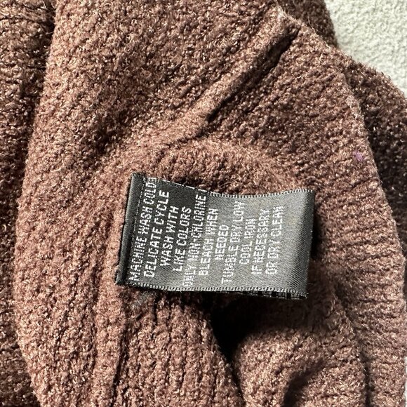 Vtg Y2K Brown Chenille Cozy Knit V Neck Sweater Womens XL Soft Teddy Retro 90s - Picture 11 of 11